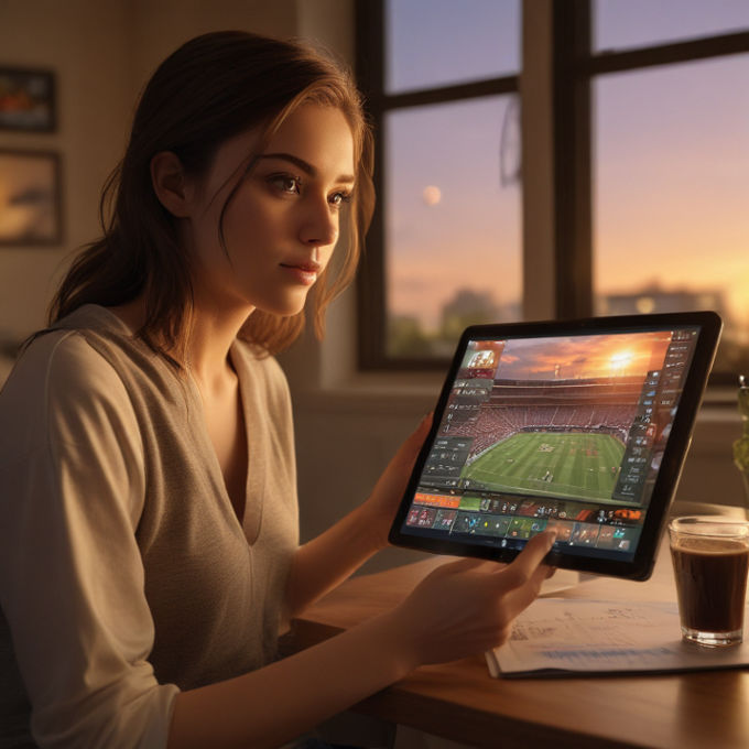 6 Ways Free Sports Broadcasts Help Bettors Make Smarter Decisions A bettor watches a free sports broadcast on a tablet analyzing game stats and placing bets - 6 Ways Free Sports Broadcasts Help Bettors Make Smarter Decisions