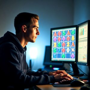 analyzing slot patterns on screen 300x300 - Master Big Wins: How Demo Slots Can Sharpen Your Skills for Real Money